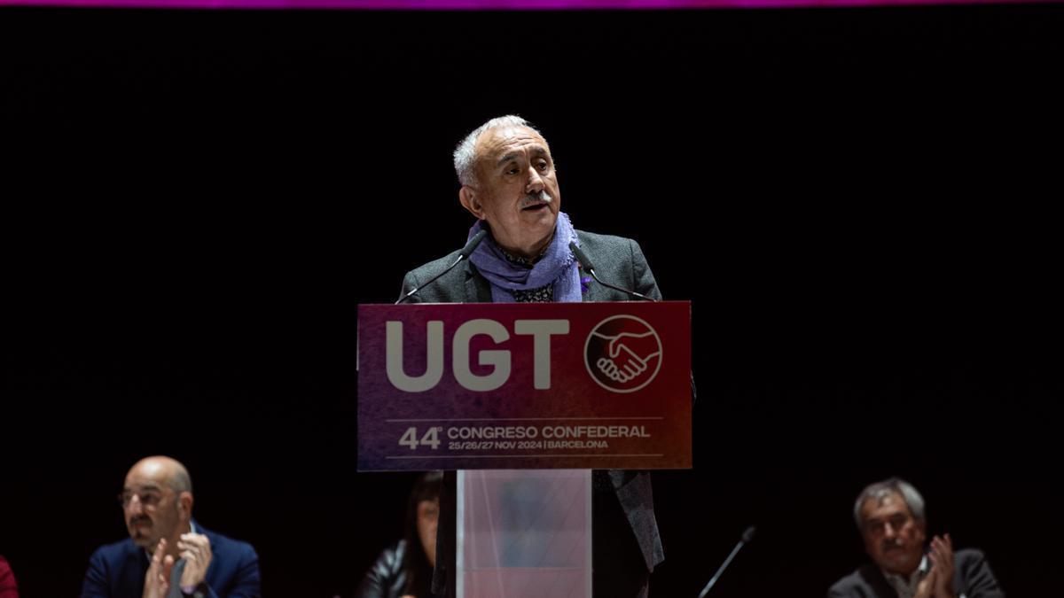 Pepe Álvarez, durante el congreso de la UGT, en Barcelona.