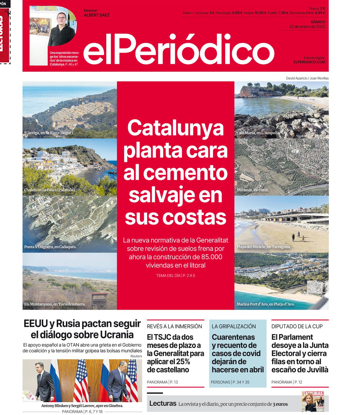 La portada d’EL PERIÓDICO del 22 de gener del 2022 La portada d’EL PERIÓDICO del 22 de gener del 2022