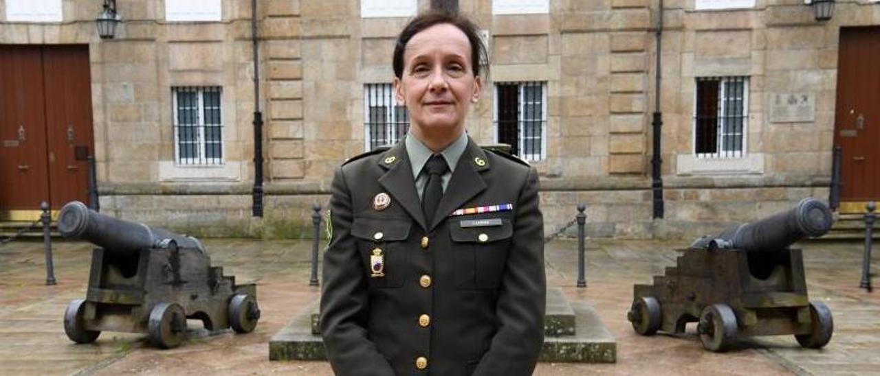 La teniente coronel Cristina Larriba, esta semana en el Palacio de Capitanía de A Coruña