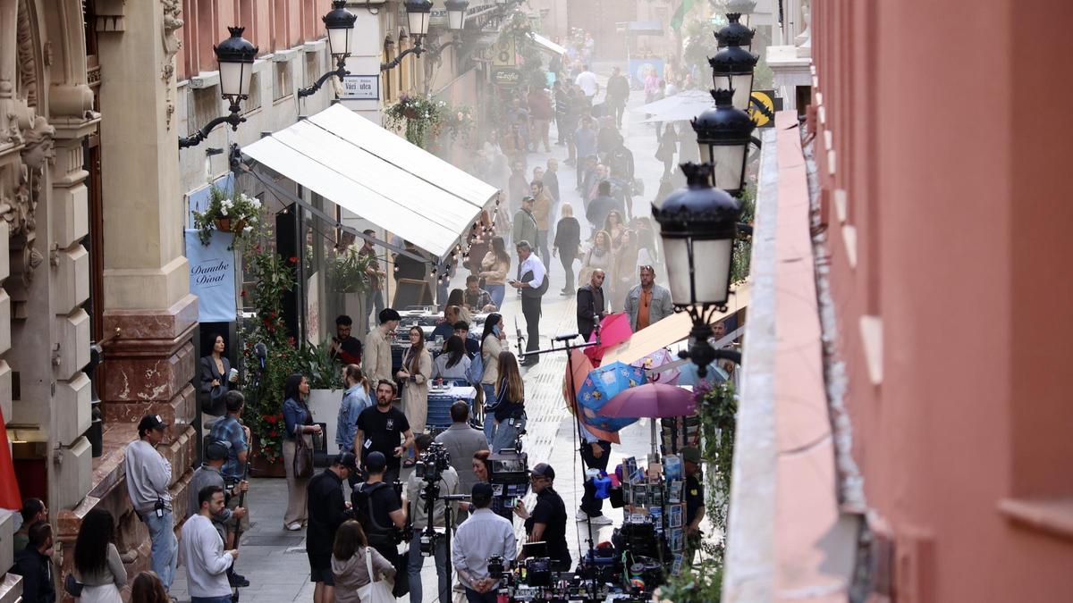 Rodaje de la película de acción F.A.S.T. en la calle Trapería de Murcia