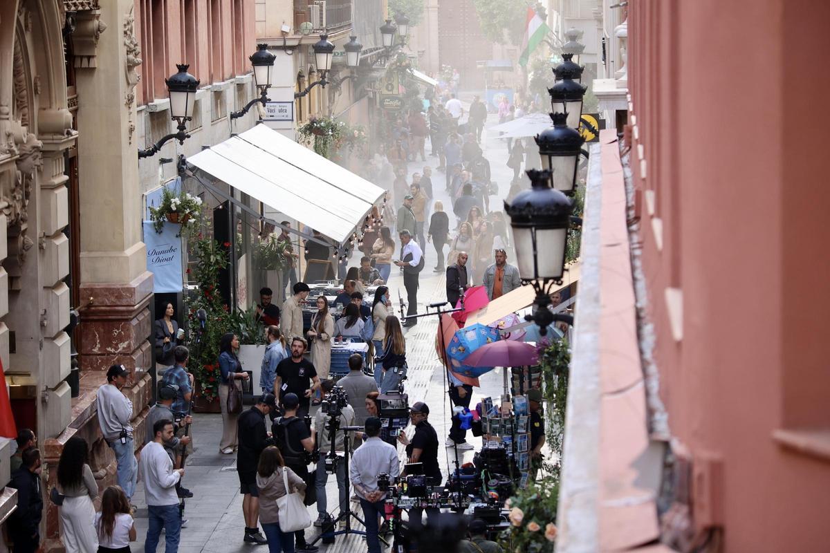 Rodaje de la película de acción F.A.S.T. en la calle Trapería de Murcia