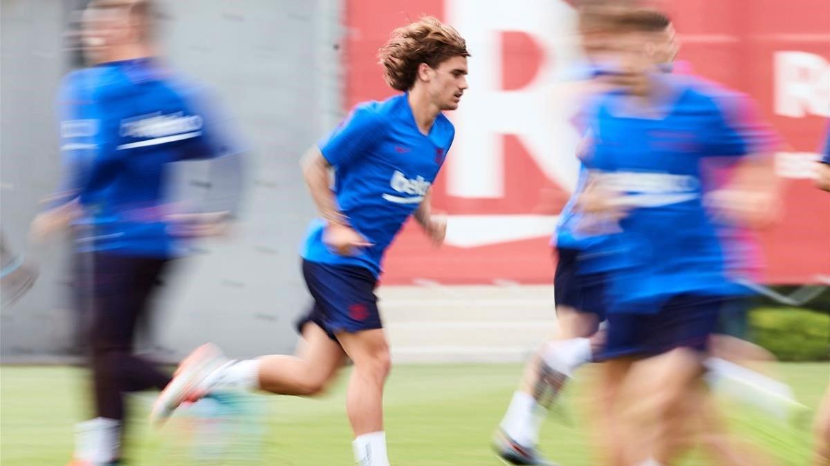 Griezmann, en un entrenamiento del Barça en la ciudad deportiva.