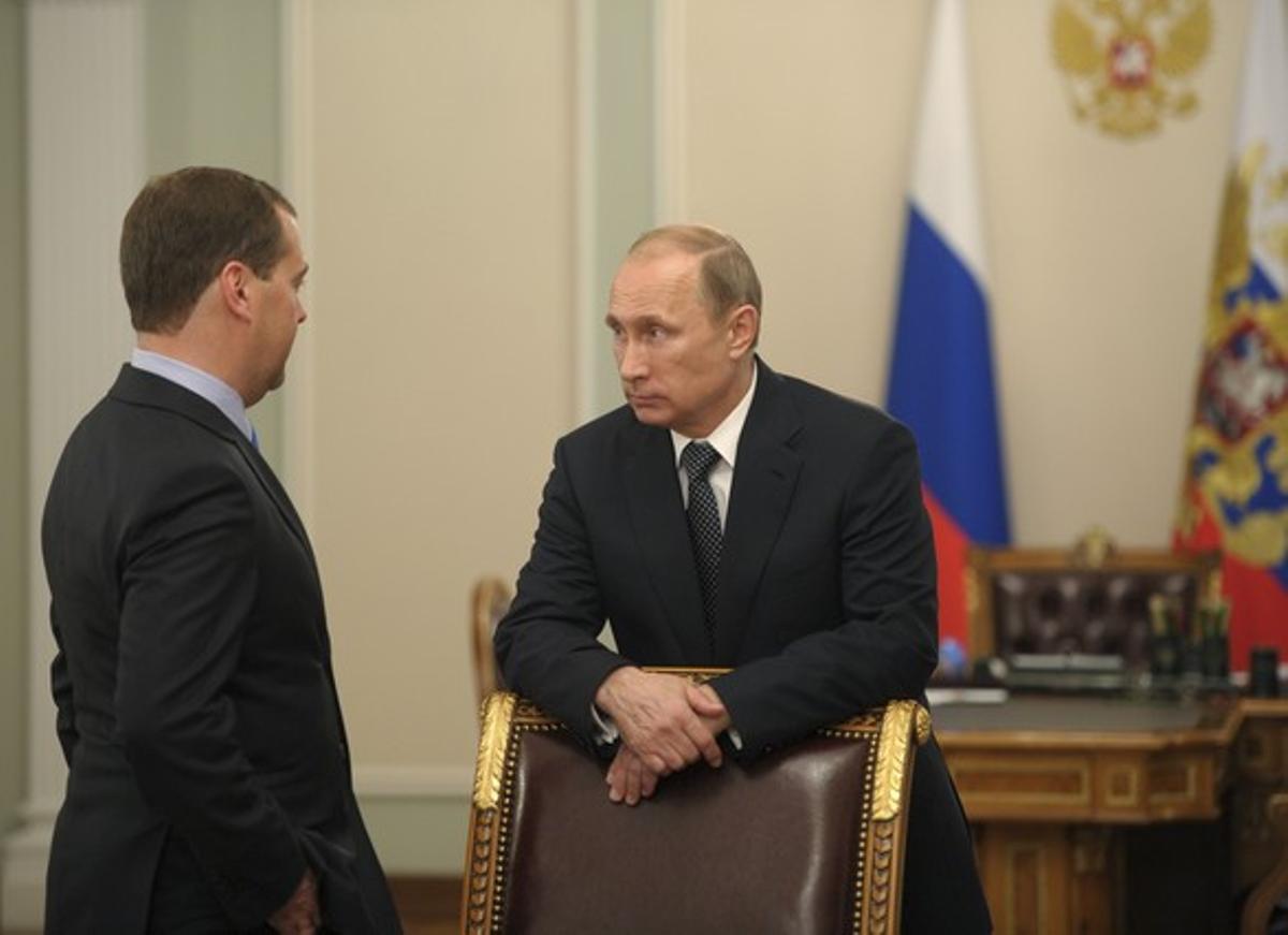 El president de Rússia, Vladímir Putin, i el primer ministre rus, Dmitri Medvédev, el passat 17 de juliol a Moscou