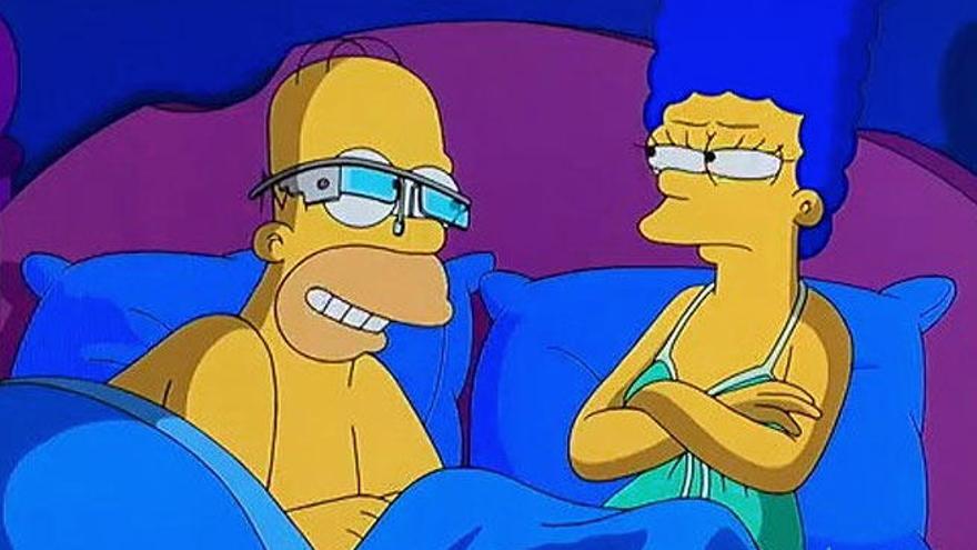 Homer Simpson, con las Google Glass.