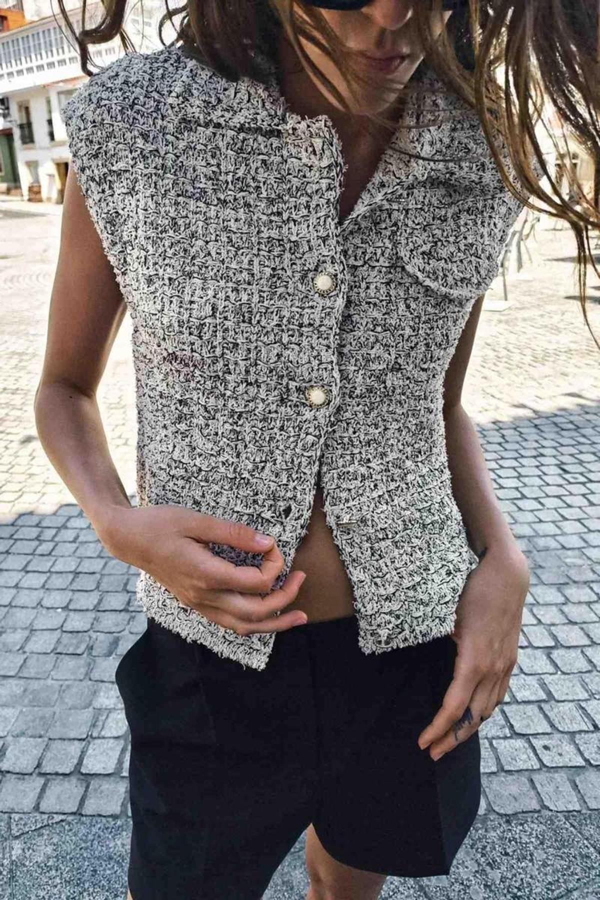 Chaleco de punto tweed