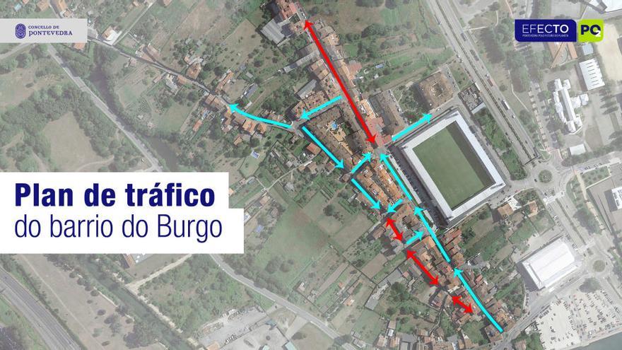 Reordenación del tráfico en el barrio de O Burgo. // FdV