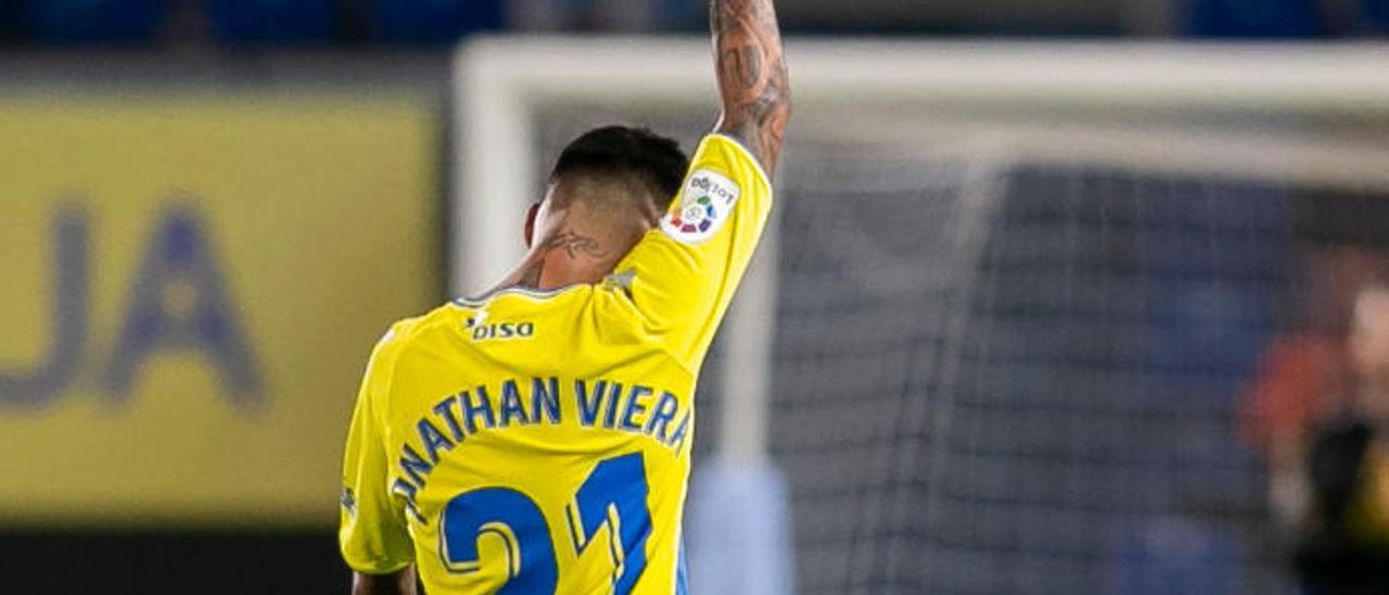 Jonathan Viera, el pasado domingo, ante el Numancia.