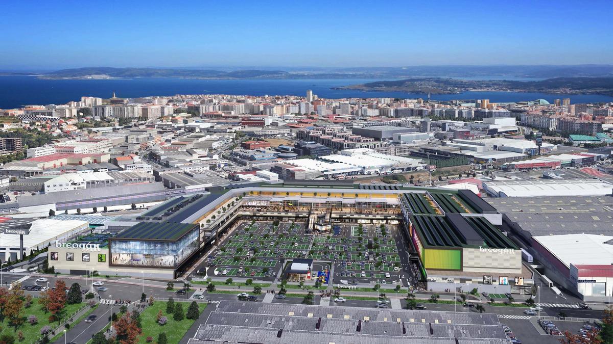 Recreación del futuro complejo empresarial Breogán Park de A Coruña, en el recinto del antiguo centro comercial Dolce Vita.