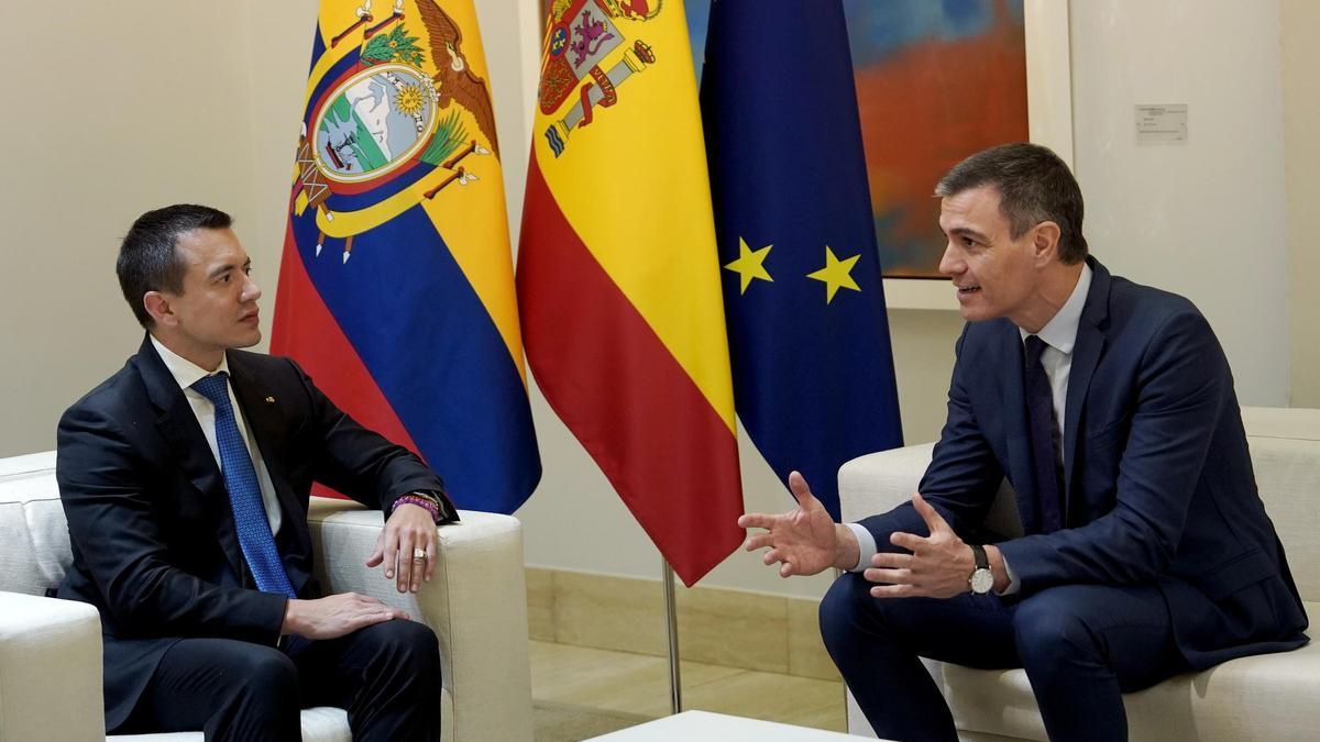 Pedro Sánchez y Daniel Noboa, en la Moncloa.