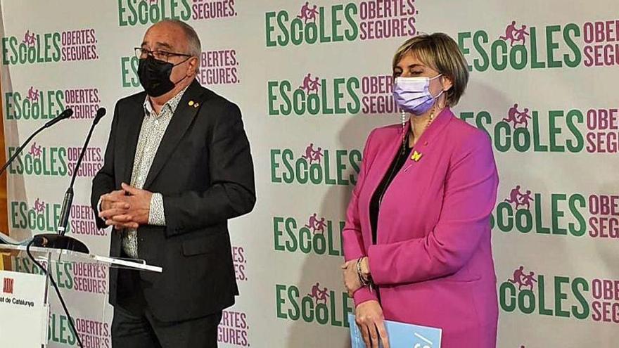 Josep Bargalló i Alba Vergés durant la compareixença conjunta d&#039;ahir