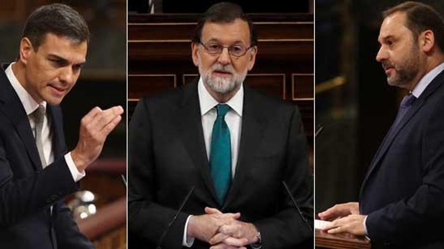 Sánchez, Rajoy y Ábalos.