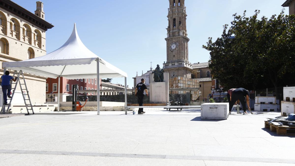 El escenario que acogerá las jotas en las fiestas del Pilar.