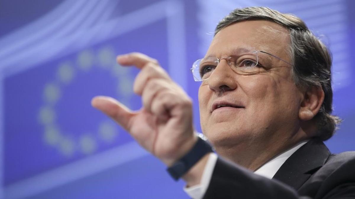 José Manuel Durao Barroso, en su última rueda de prensa como presidente de la Comisión Europea, el 29 de octubre del 2014.