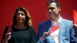 Susana Díaz y Pedro Sánchez, durante un mitin en Córdoba, este miércoles. 