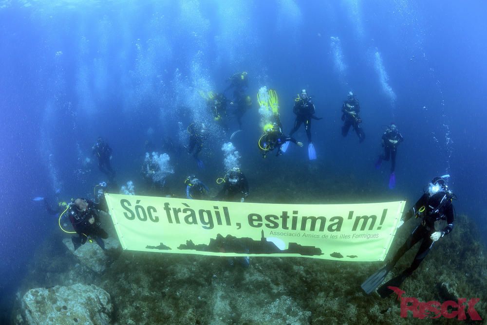 Protesta a les Illes Formigues per la concessió de llicències per pescar corall vermell