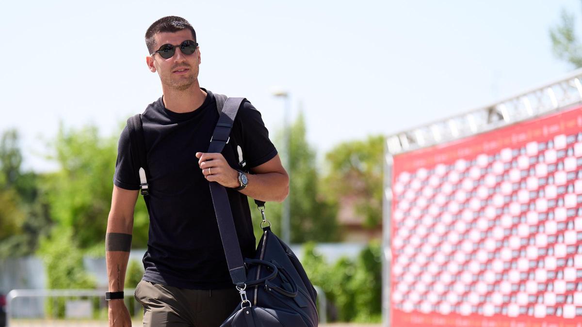 Álvaro Morata, a su llegada a la concentración de España