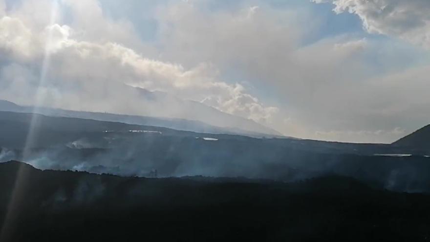 Coladas de lava del volcán de La Palma entre Todoque y  La Laguna