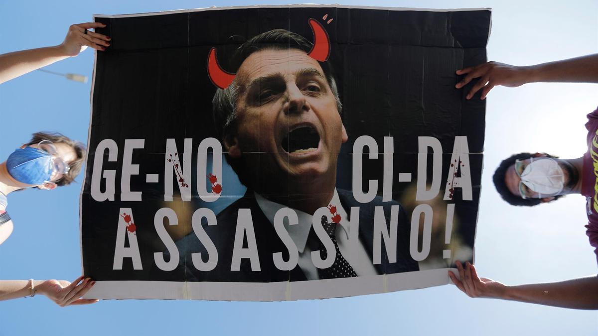 Imagen de la manifestación de este sábado contra Bolsonaro en Brasilia.