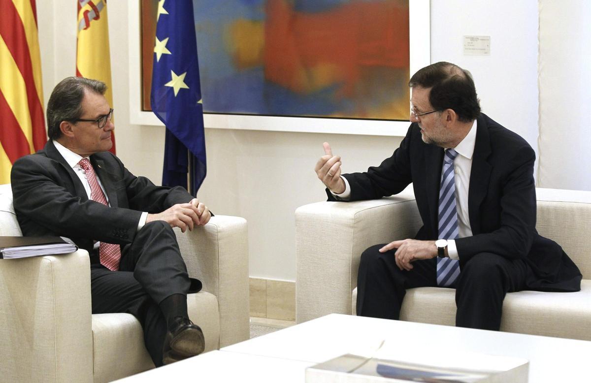 Artur Mas y Mariano Rajoy, el 30 de julio de 2014, en la Moncloa.