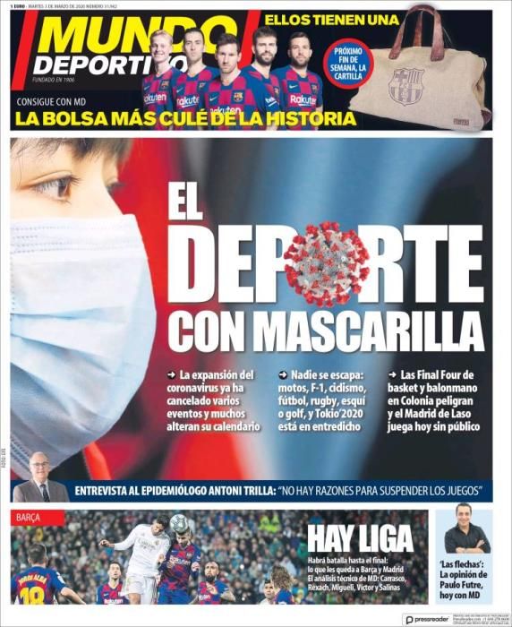 Portada MUNDO DEPORTIVO martes 3 marzo 2020