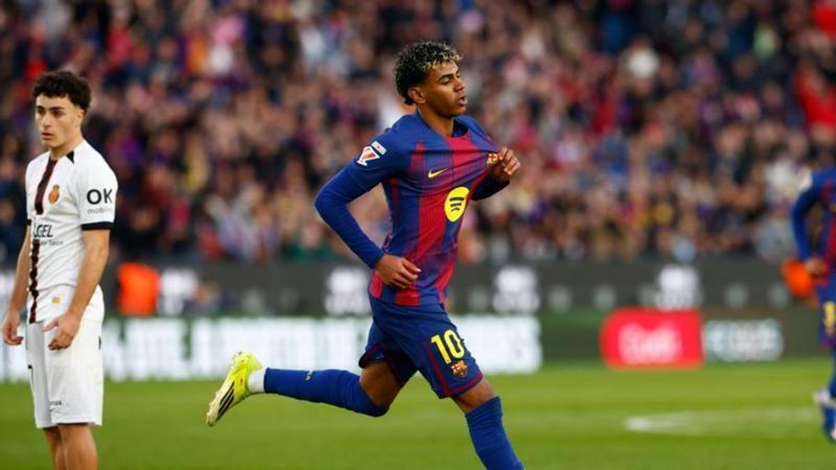 Lamine celebra su gol ante Virgili.