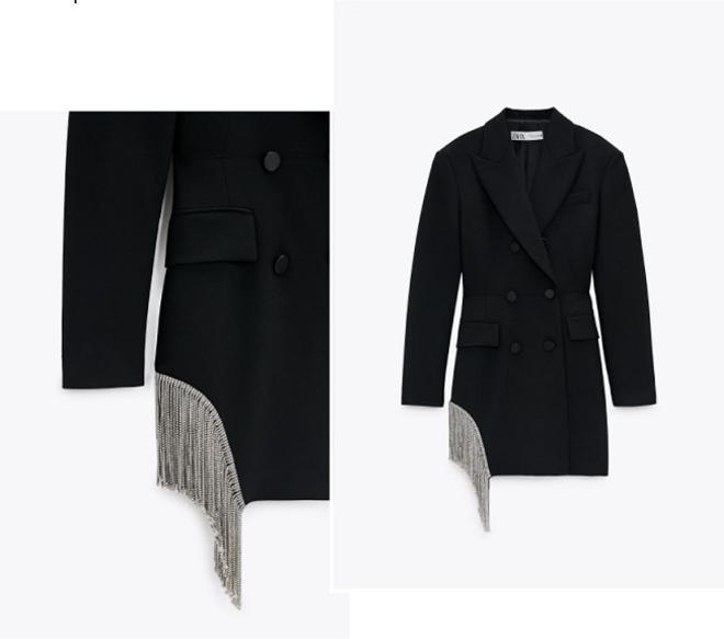 Vestido blazer con detalle de flecos joya en el bajo, de la nueva edición limitada de Zara