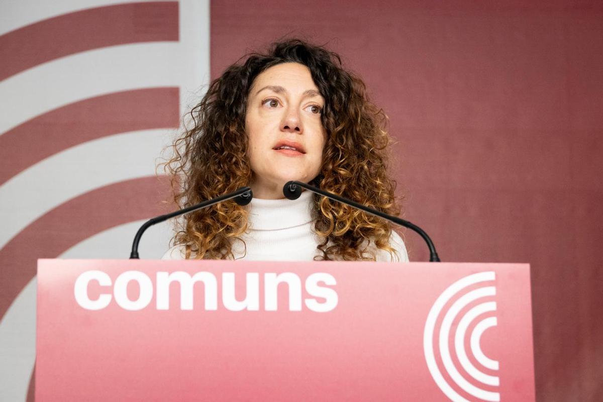 La portavoz de Catalunya en Comú, Aina Vidal, este lunes en rueda de prensa