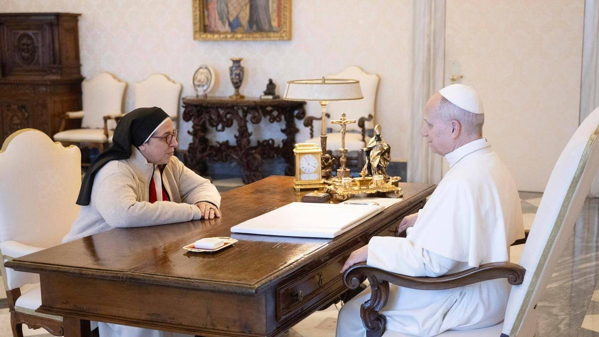 Trobada de sor Lucía amb el Papa Lleó XIV al Vaticà, el passat mes de març