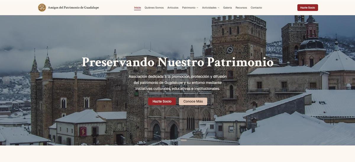 Portada de la página web de Guadalupe.