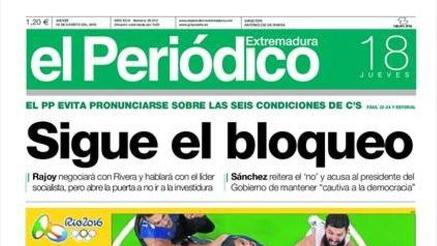 La portada de El Periódico Extremadura