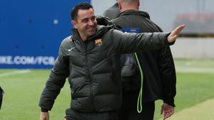 Xavi Hernández durante el último entrenamiento antes de recibir a Las Palmas