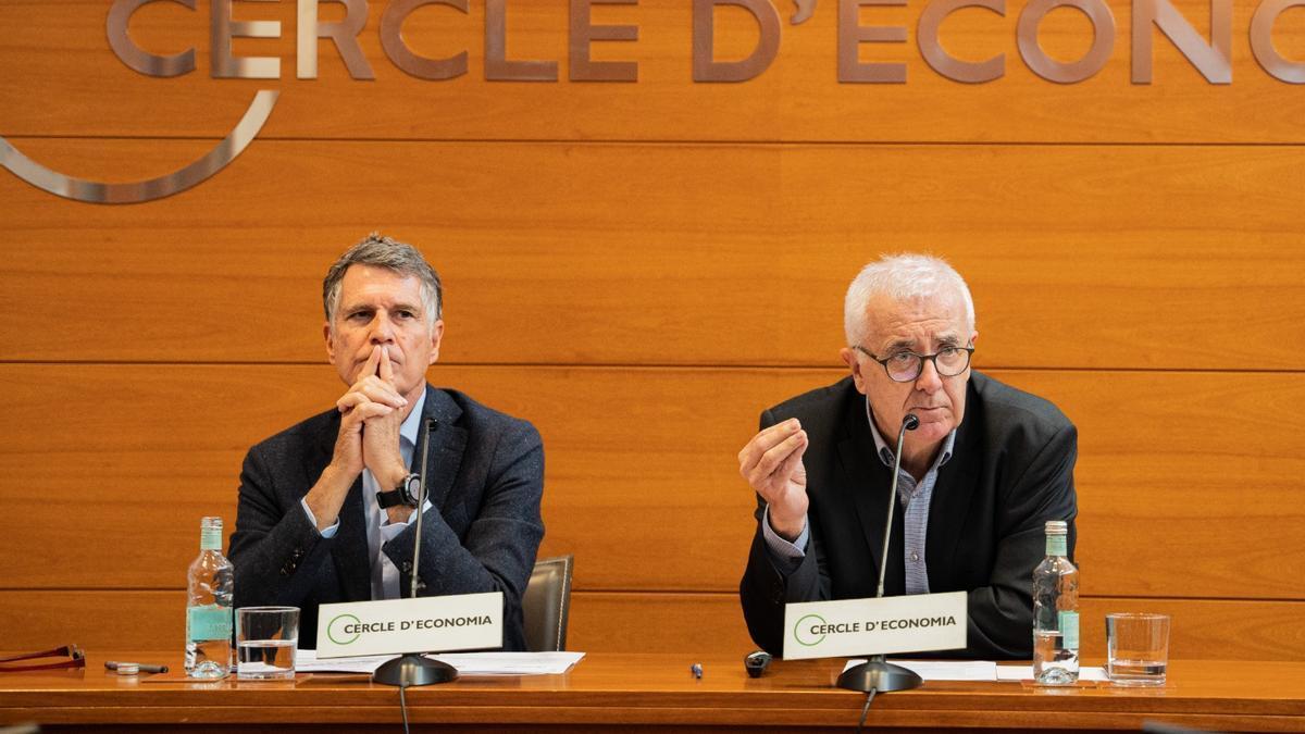 Jaume Guardiola y Miquel Nadal, en la presentación de la 39a Reunión Anual del Cercle d'Economia.