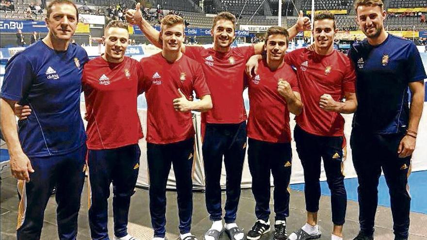 Los componentes del equipo español masculino  en Stuttgart.