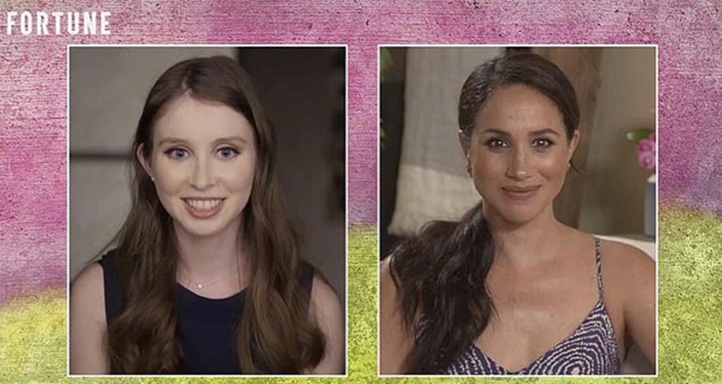 La duquesa de Sussex apostó por recoger su pelo en una coleta.