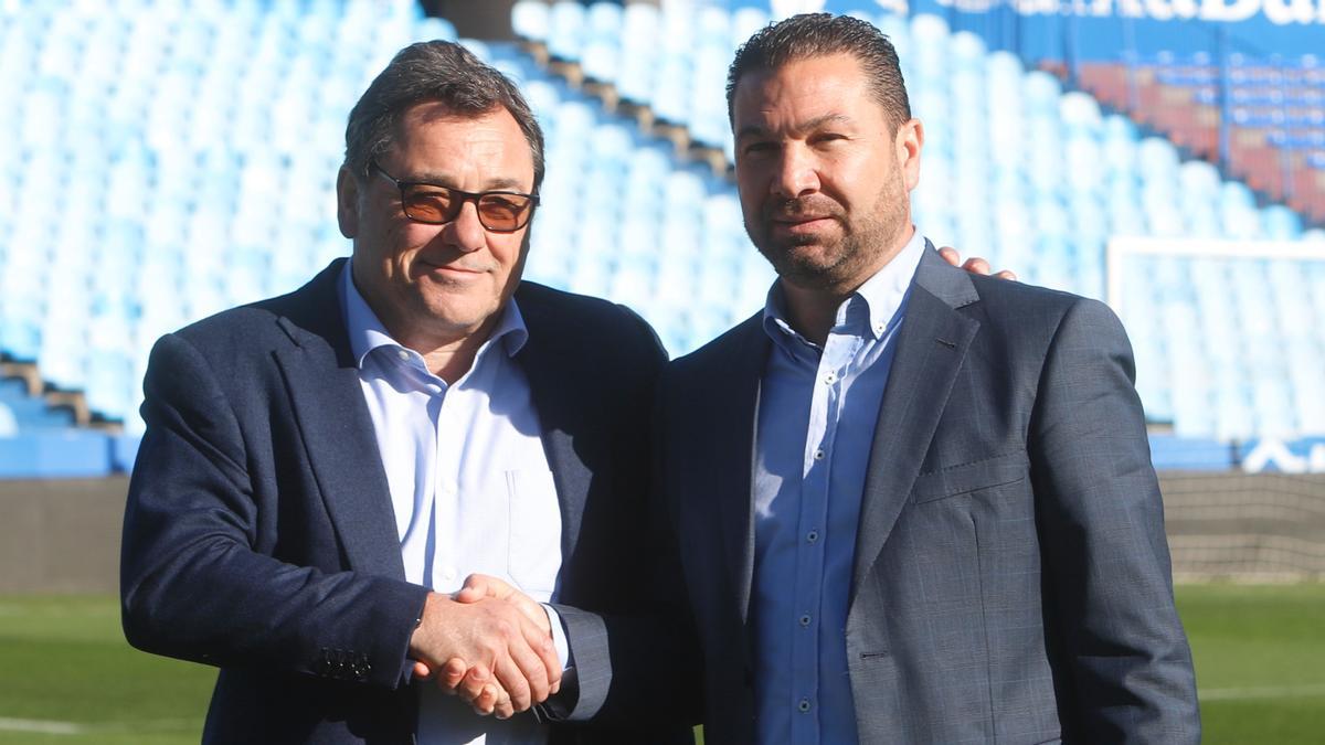 Raúl Sanllehí y Juan Carlos Cordero, en la presentación del director deportivo.