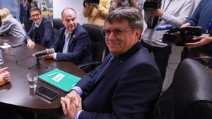 El expresident Carles Puigdemont, este lunes en Bruselas durante una reunión con la dirección de Junts.
