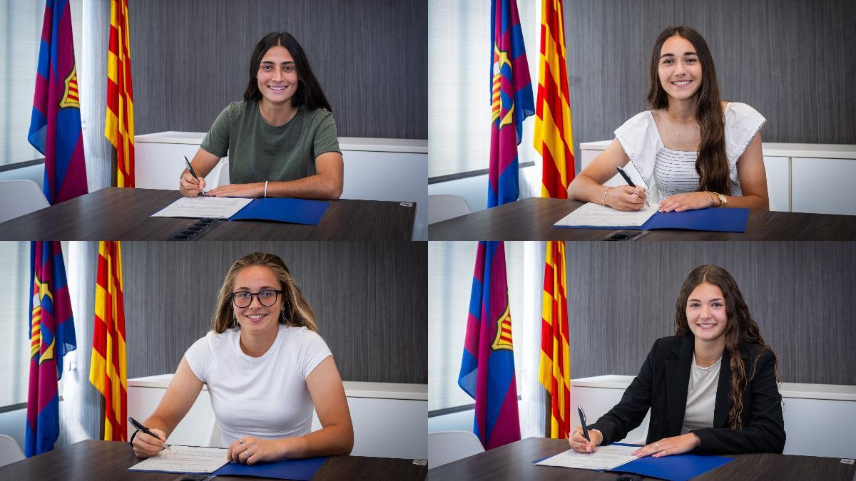 Alba Caño, Ona Baradad, Meri Muñoz y Maria Llorella firmaron su continuidad en el Barça B