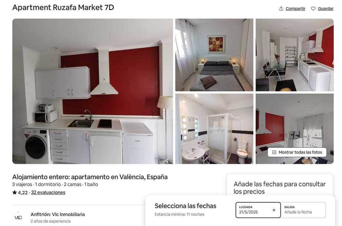 Apartamento turístico anunciado por una estancia mínima de 11 días