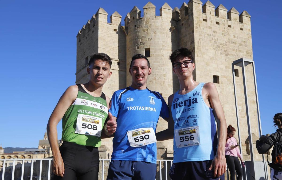 Carlos Barbero, Antonio Montero y Samuel Ruiz, a la conclusión de la carrera.