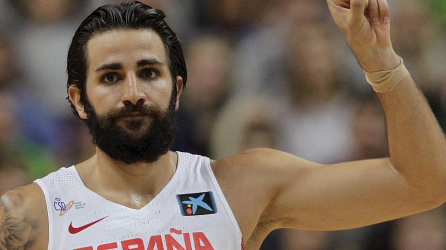 Ricky Rubio durante el partido amistoso ante Lituani