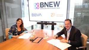 Blanca Sorigué, directora general del CZFB i Francisco Pla, director regional de BBVA a Catalunya