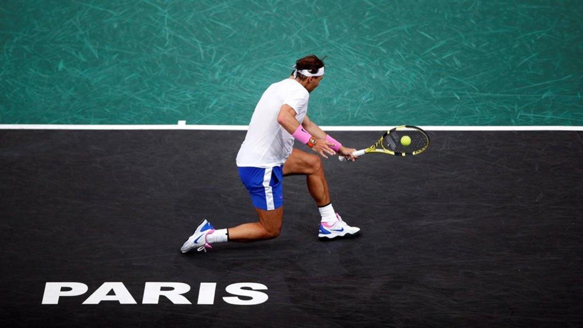 Nadal durante su primer partido en París