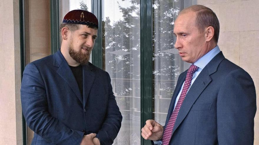 El presidente de Chechenia,  Ramzan Kadyrov, con Putin.