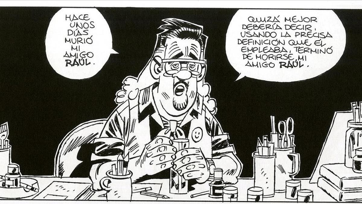 El personaje y álter ego de Carlos Giménez, en la primera viñeta de 'Crisálida', el nuevo cómic del autor de 'Paracuellos'.