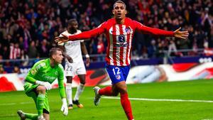 Samu Lino celebra su gol al Madrid en la Copa del Rey