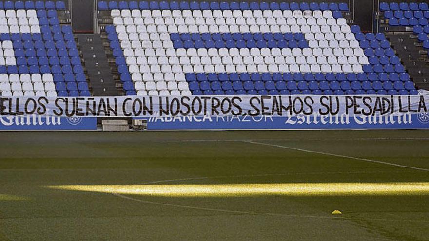 Imagen de la pancarta expuesta ayer en Riazor.