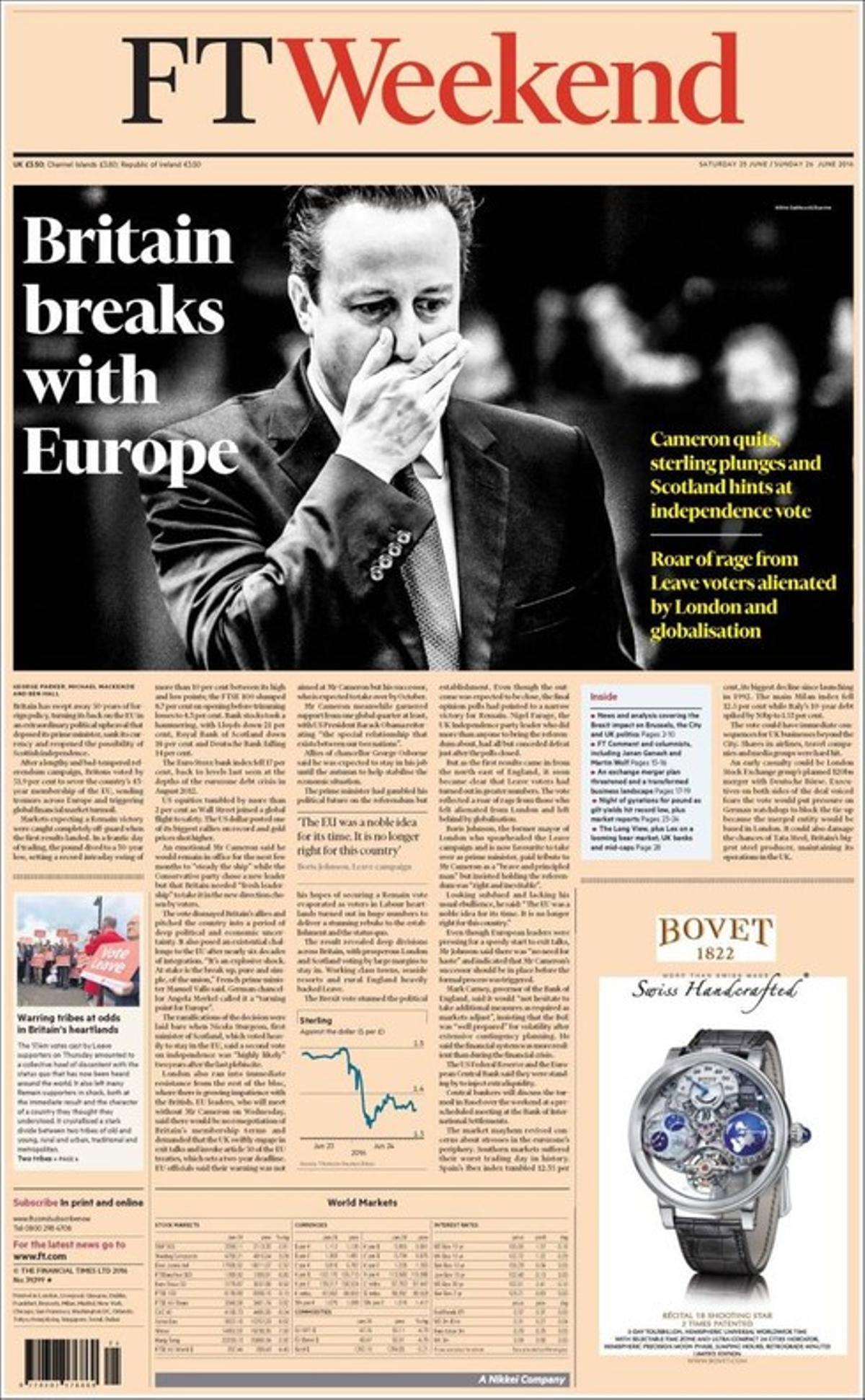 La portada de ’Financial Times’.