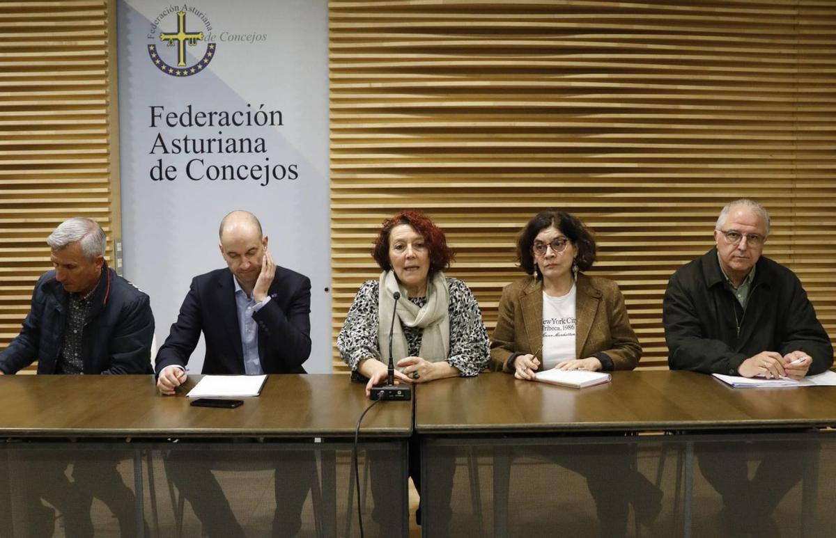 Reunión de la consejera de Salud, Conchita Saavedra –segunda por la derecha–, con alcaldes de la región para exponerles la revisión del mapa sanitario. | |  LNE