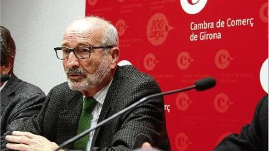 El president de la Cambra de Comerç de Girona, Domènec Espadalé, en la seva compareixença d&#039;ahir.