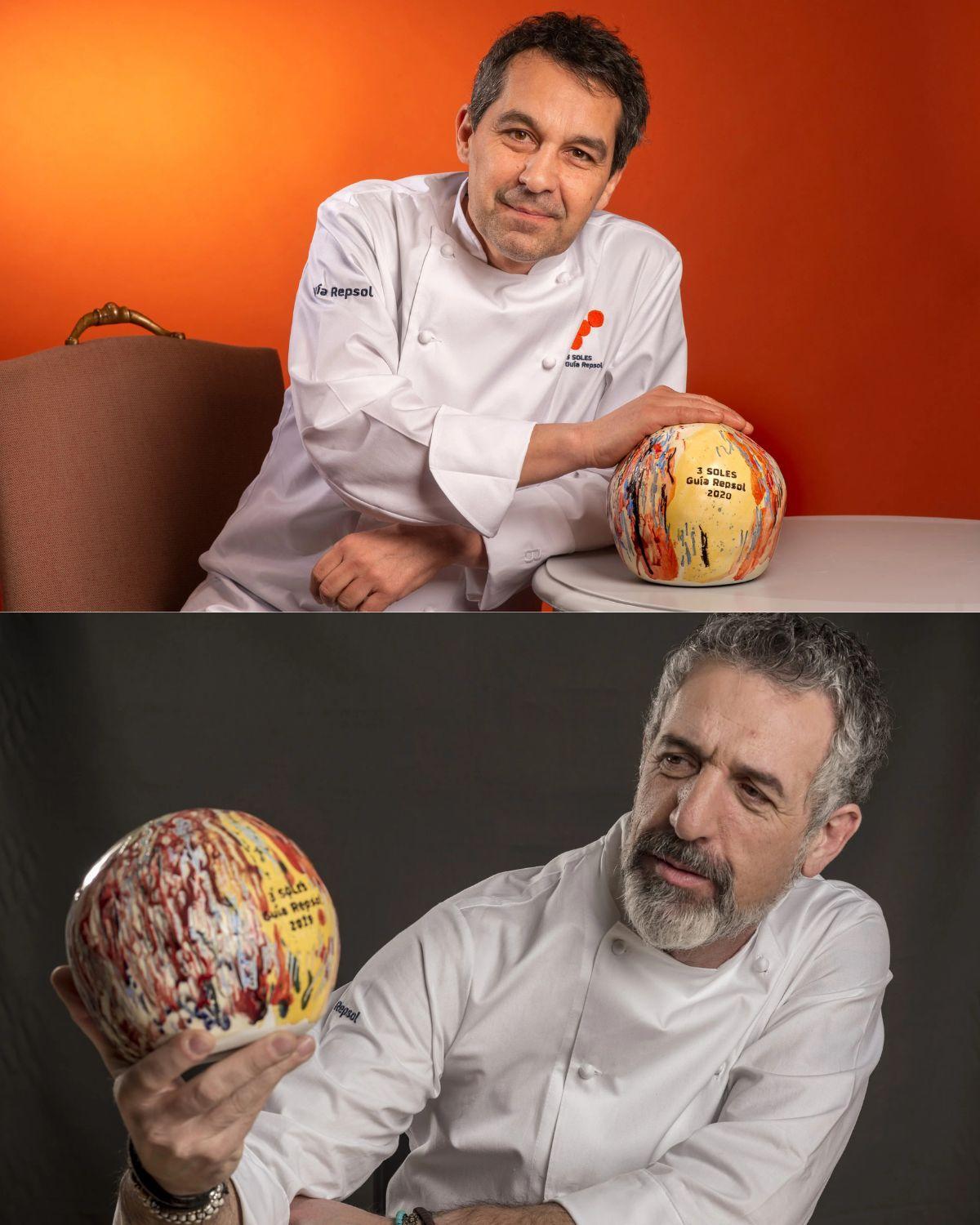 Javi Olleros (Culler de Pau) y Pepe Solla (Casa Solla) con sus Tres Soles Repsol